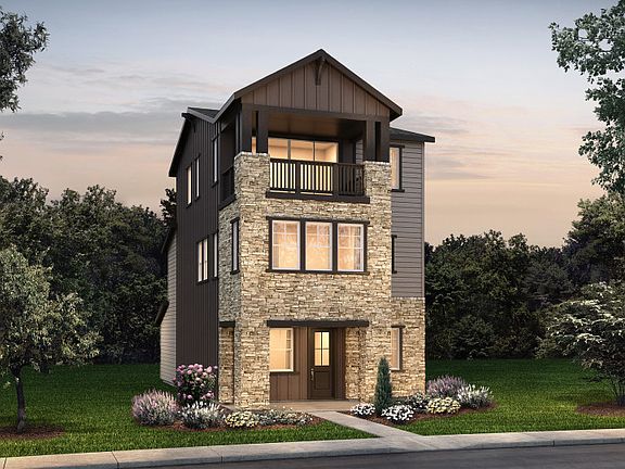 Three-story Hartnett plan shown in Elevation C with stunning accents.