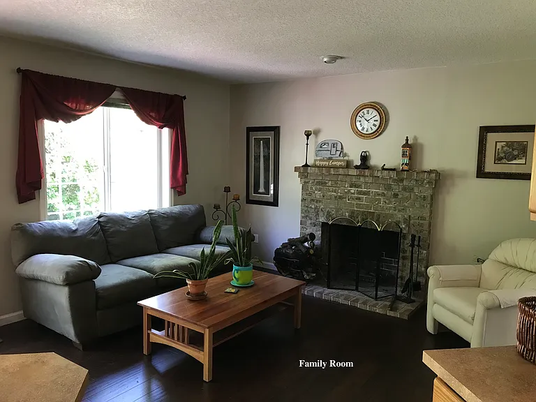 Family room with view of the back yard