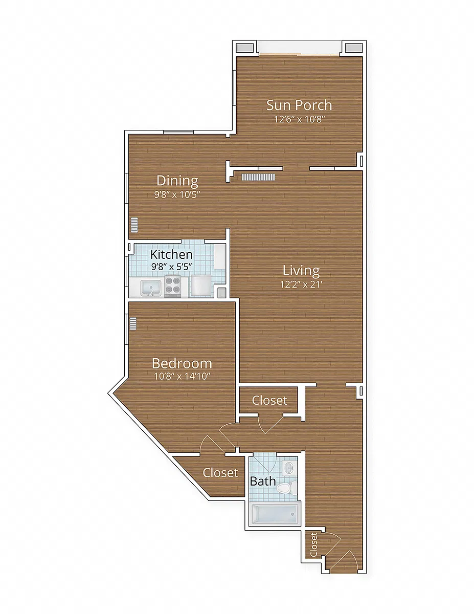 Floor plan One Bedroom Sun Porch