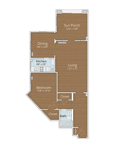 Floor plan One Bedroom Sun Porch