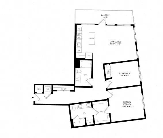 Floor plan 2D w/ Balcony