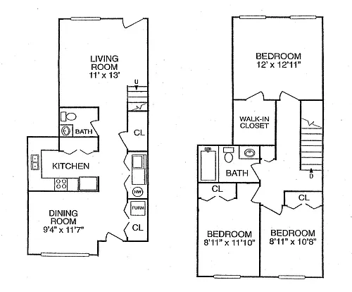 Floor plan 3 Bed 1.5 Bath | Townhome
