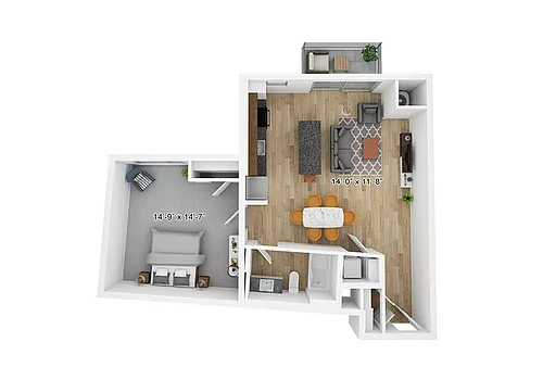 Floor plan 1BR-B