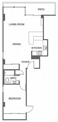 Floor plan 1 Bed, 1 Bath