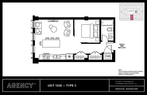 Floor plan Type C 1 Bed 1 Bath 3