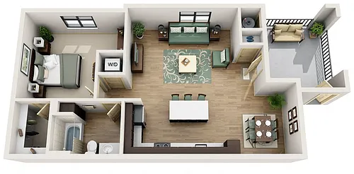 Floor plan A3 - One Bedroom, One Bath