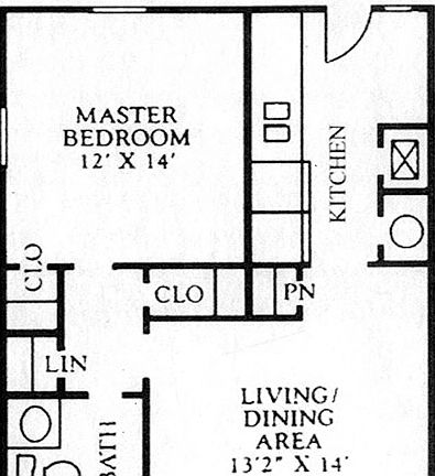 One Bedroom 504sqft.