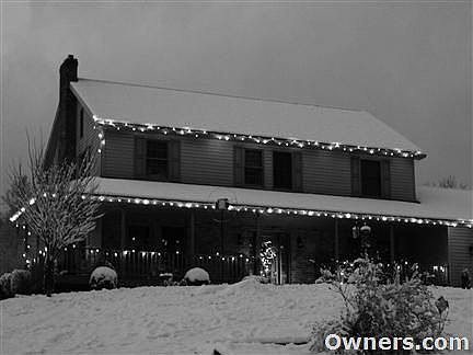 Front view of home at Christmas