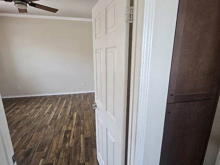 Primary Bedroom Entrance with Linen closet next too it.