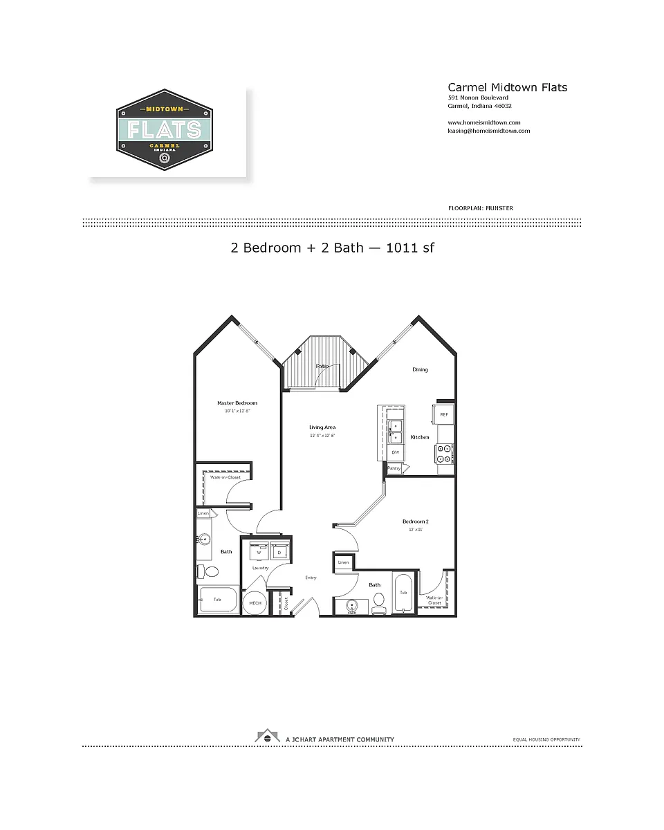 Floor plan 1 Bedroom with den, 2 Bathroom