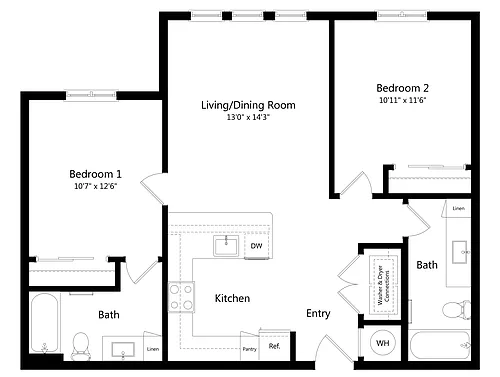 Floor plan B2 - 50% AMI