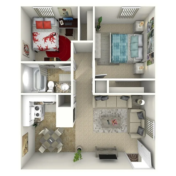 Floor plan 2 Bed 1 Bath Up