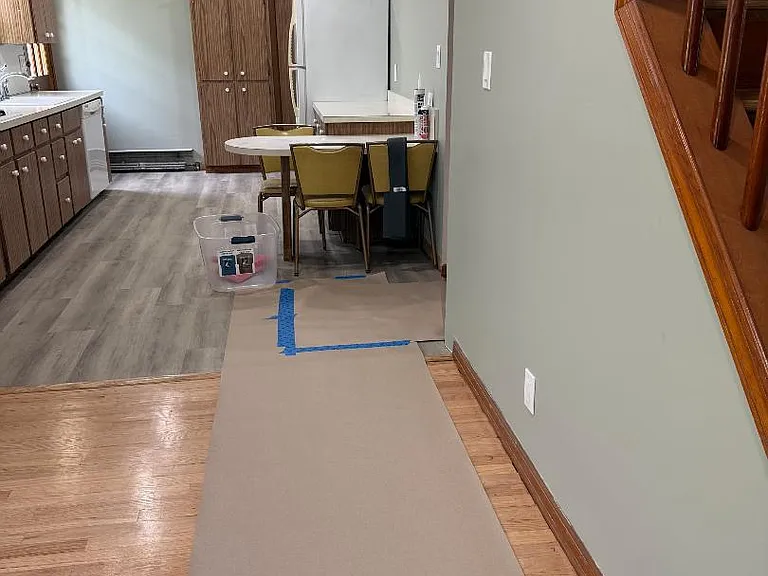 Dining room flows to eat in kitchen