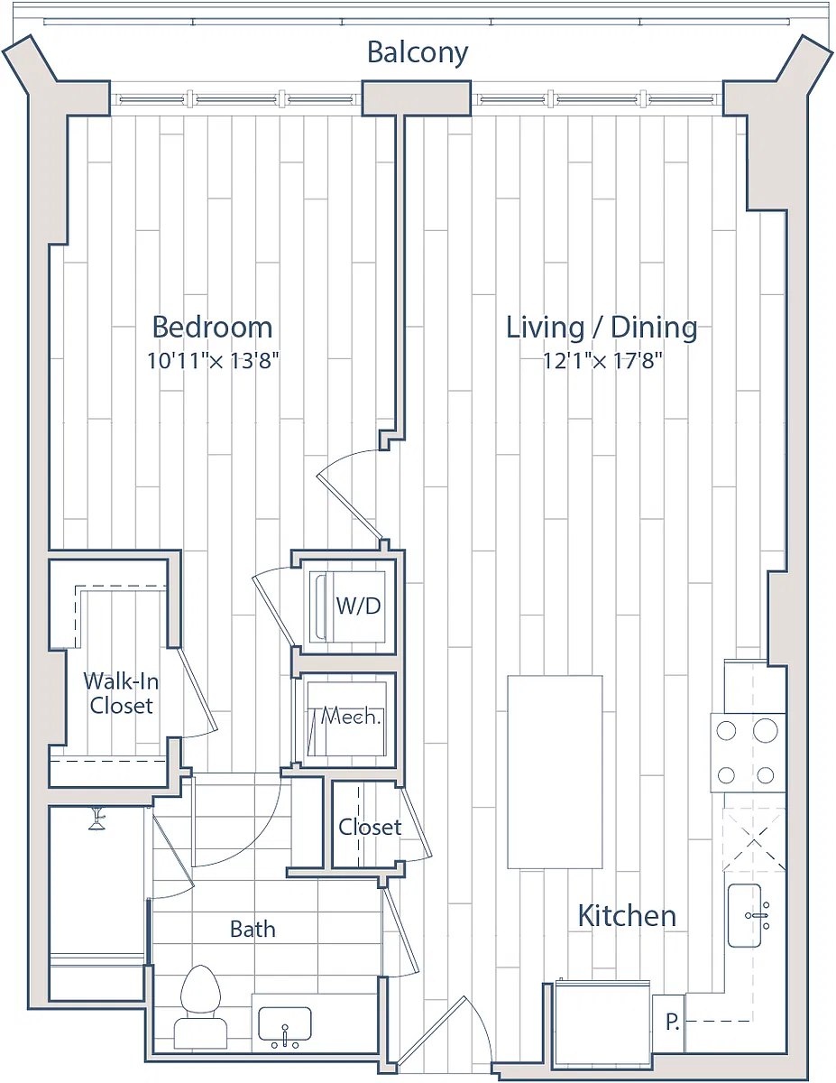 Floor plan 1 Bed/1 Bath-C3-2