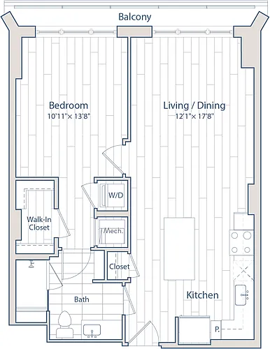 Floor plan 1 Bed/1 Bath-C3-2