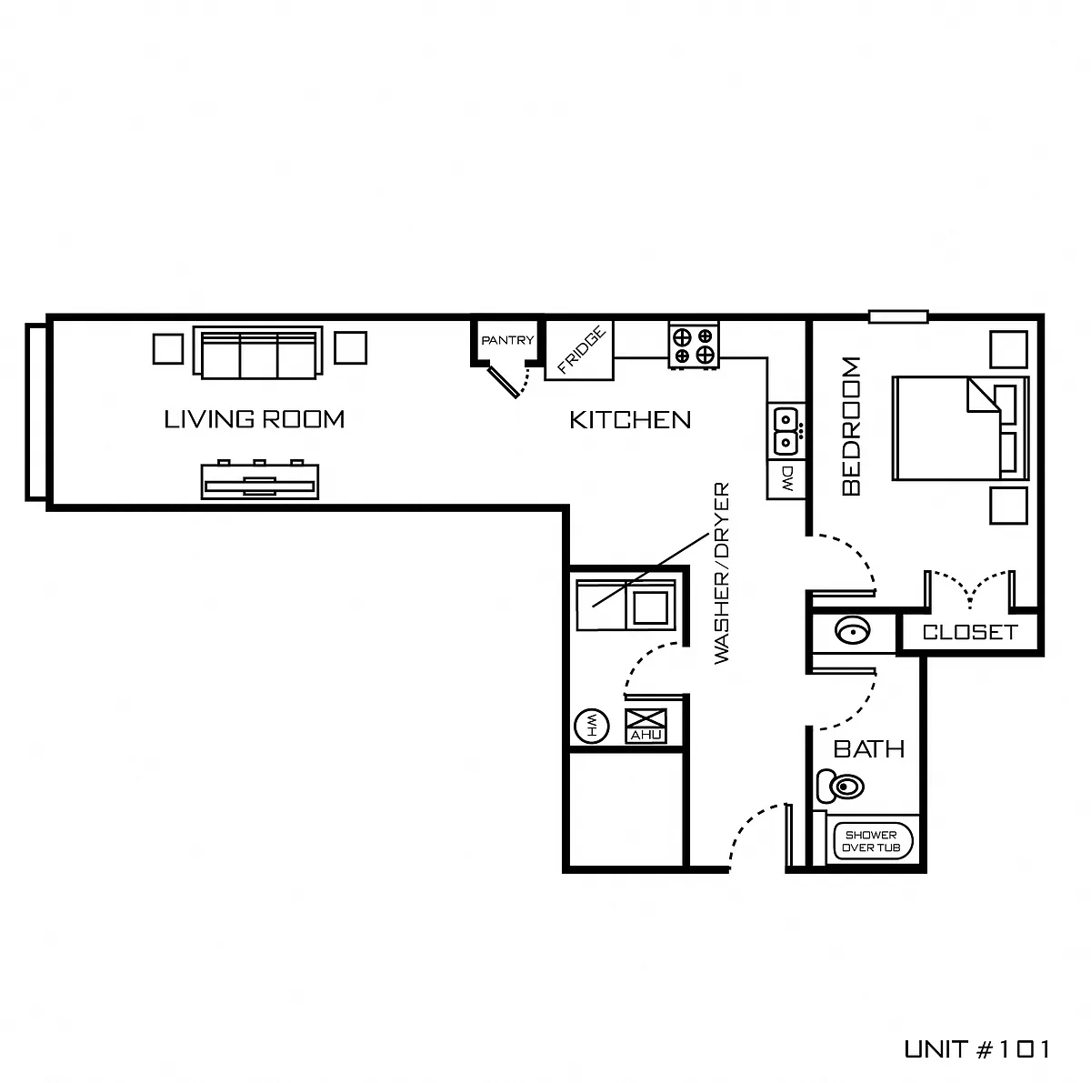 Floor plan 1 Bedroom, 1 Bath