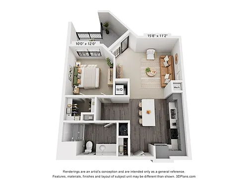 Floor plan 1-Bedroom 1-Bathroom | 823 sqft