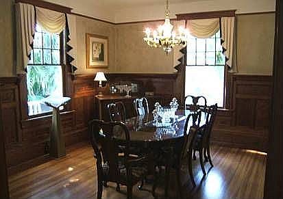 Dining Room with exotic wood trim