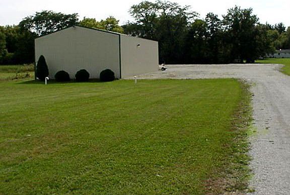 View of pole barn from garage