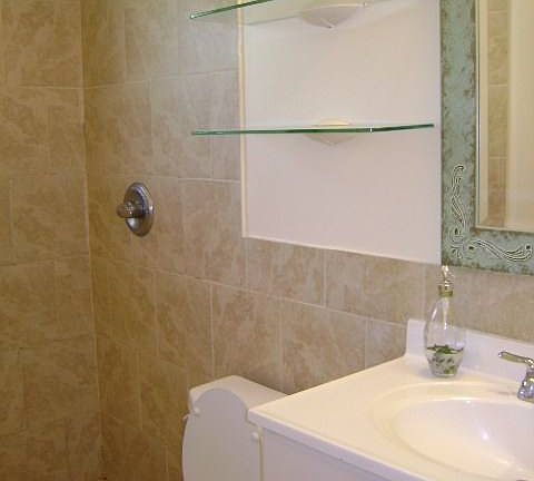 Guest bath with tiled shower