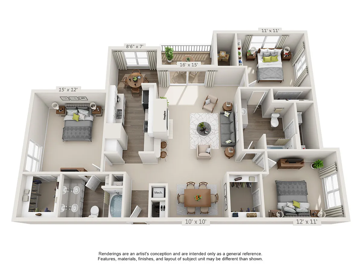 Floor plan 3 Bedroom Nile Platinum