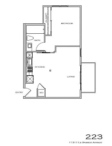 Floor plan 1 Bedroom Corner unit and Balcony