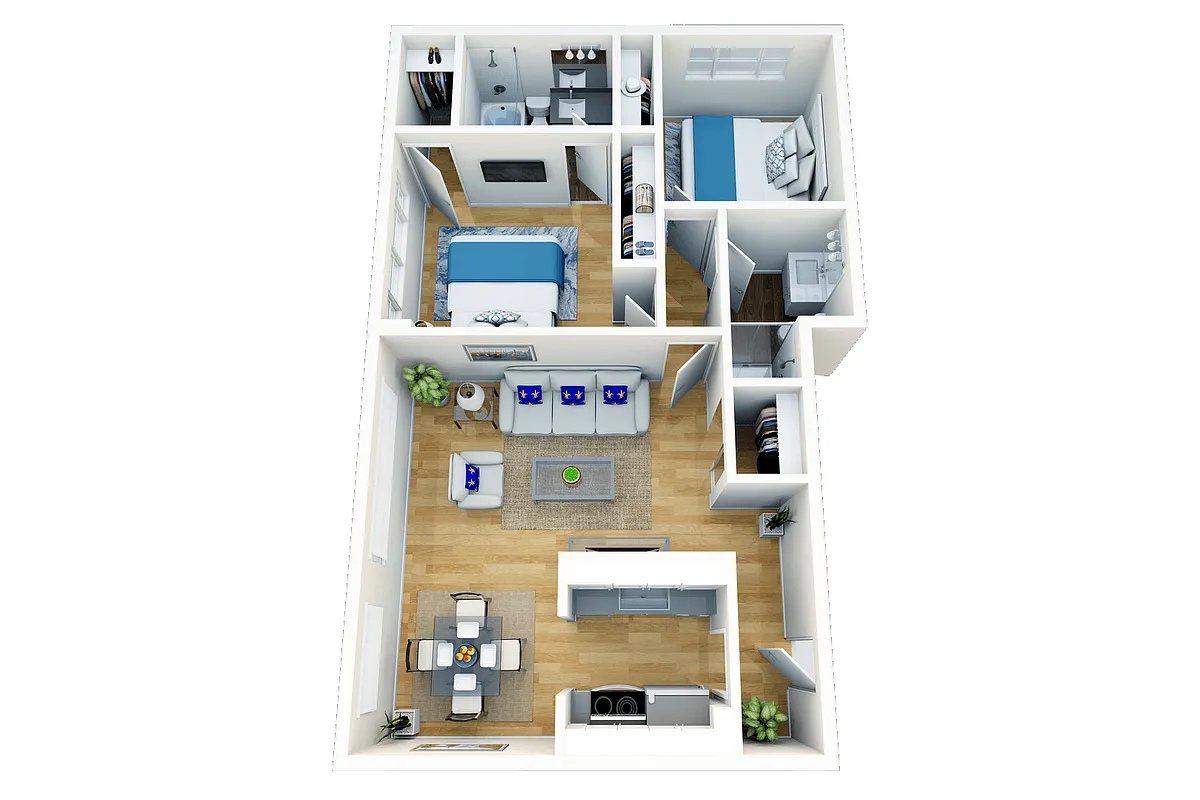 Floor plan 2 Bedroom, 2 Bath