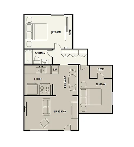 Floor plan 2 Bedroom 1 bath