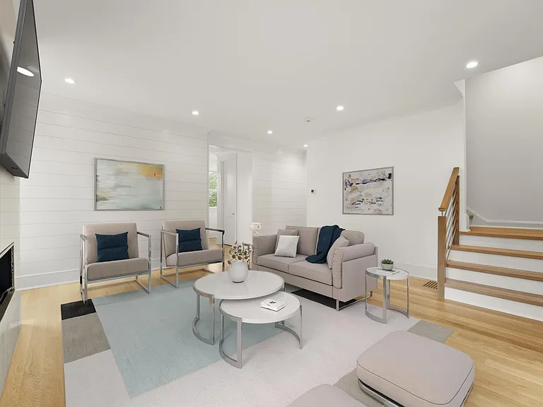 Living Room with GAS LINEAR FIREPLACE (Staged Views)
