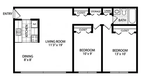 Floor plan Renovated Two Bedroom