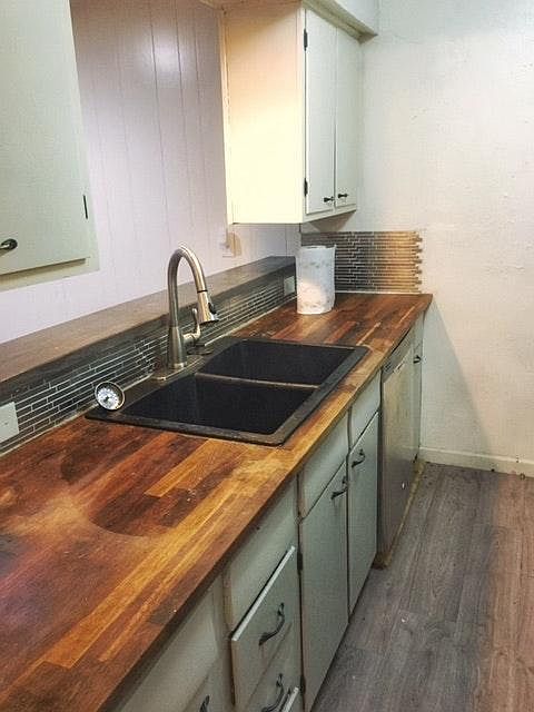 Butcher Block counters in kitchen