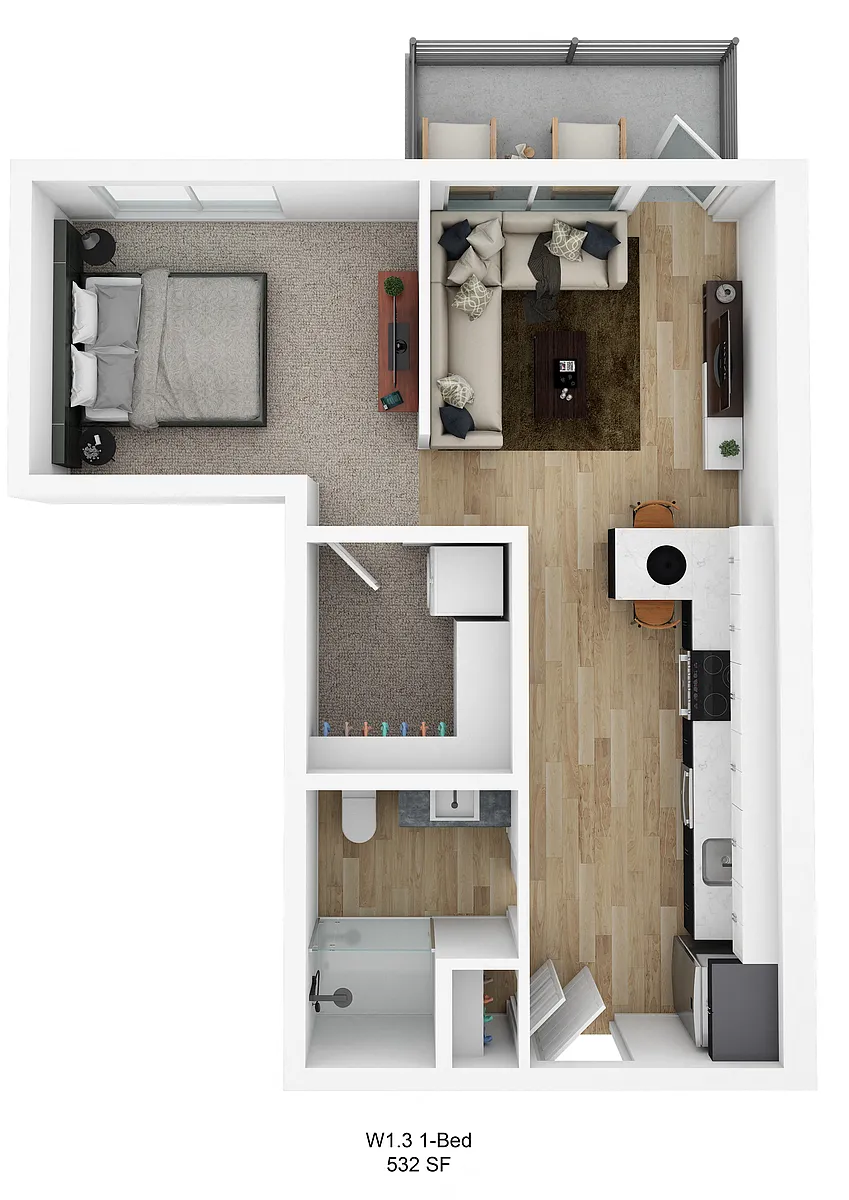 Floor plan Malcolm W1.3 (1 Bedroom)