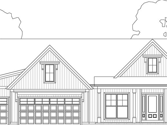 Standard front elevation of the Sycamore plan.