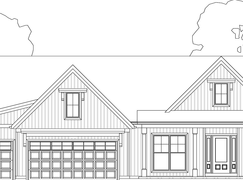 Standard front elevation of the Sycamore plan.
