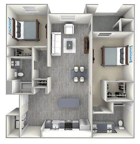Floor plan 2 Bed 2 Bath B2