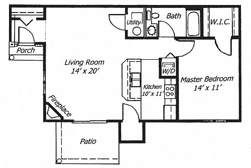 Floor plan 1 Bedroom - 1 Bath