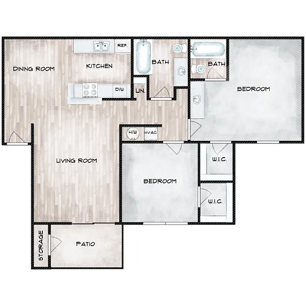 Floor plan 2 Bedroom 2 Bathroom