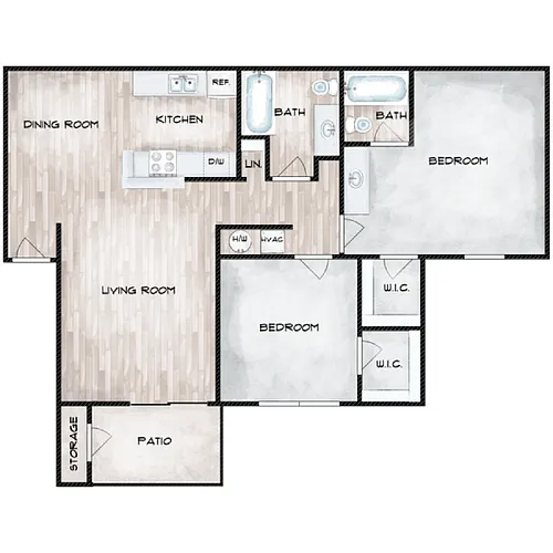 Floor plan 2 Bedroom 2 Bathroom