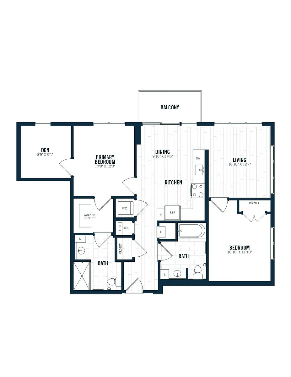 Floor plan C4D | 2 Bed | 2 Bath | Den