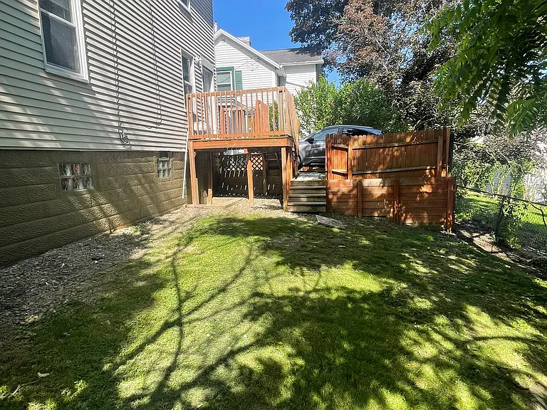 Fenced in backyard.