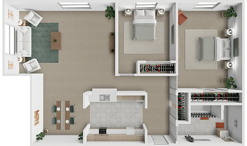 Floor plan 2 Bedroom 1 Bath 1062 sq ft