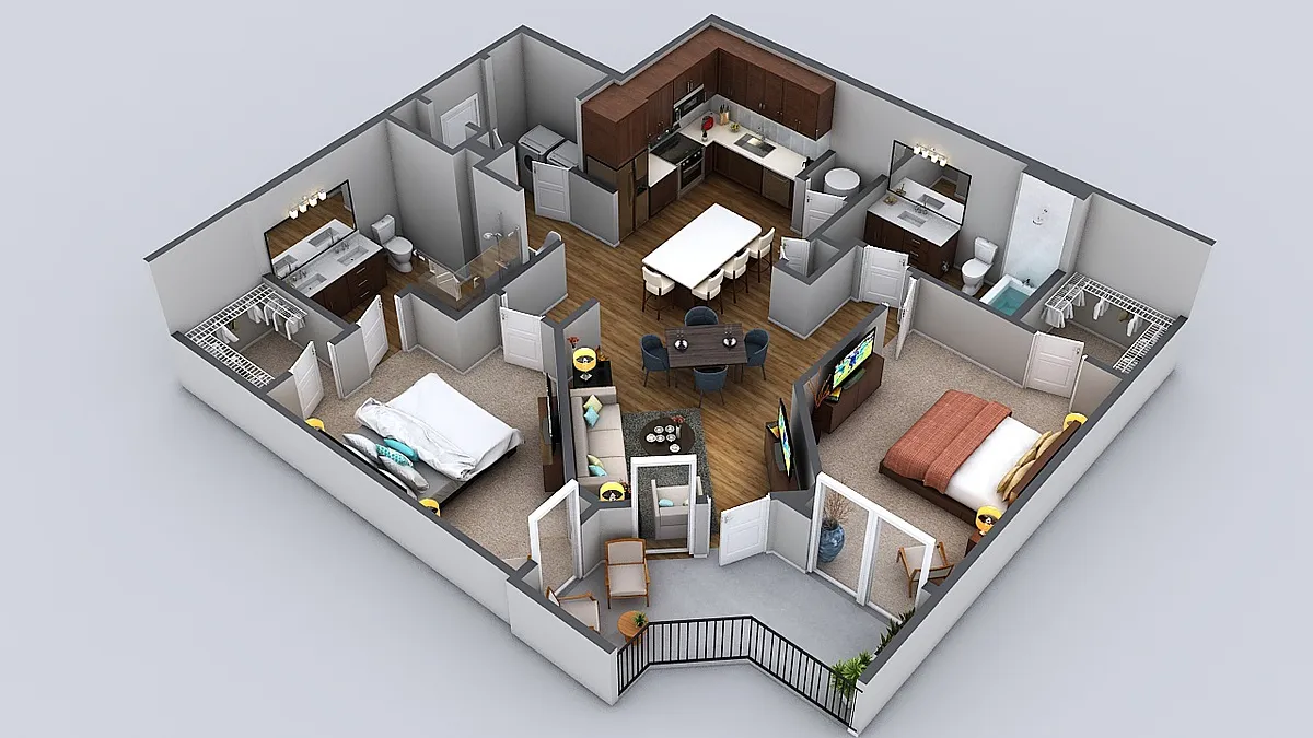 Floor plan 2 Bedroom 2 Bath