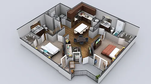 Floor plan 2 Bedroom 2 Bath