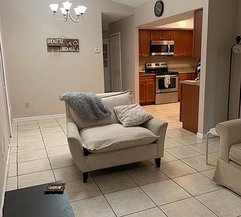 Living room with skylights