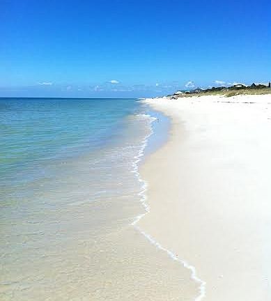 The beautiful, white sand beaches on Cape San Blas