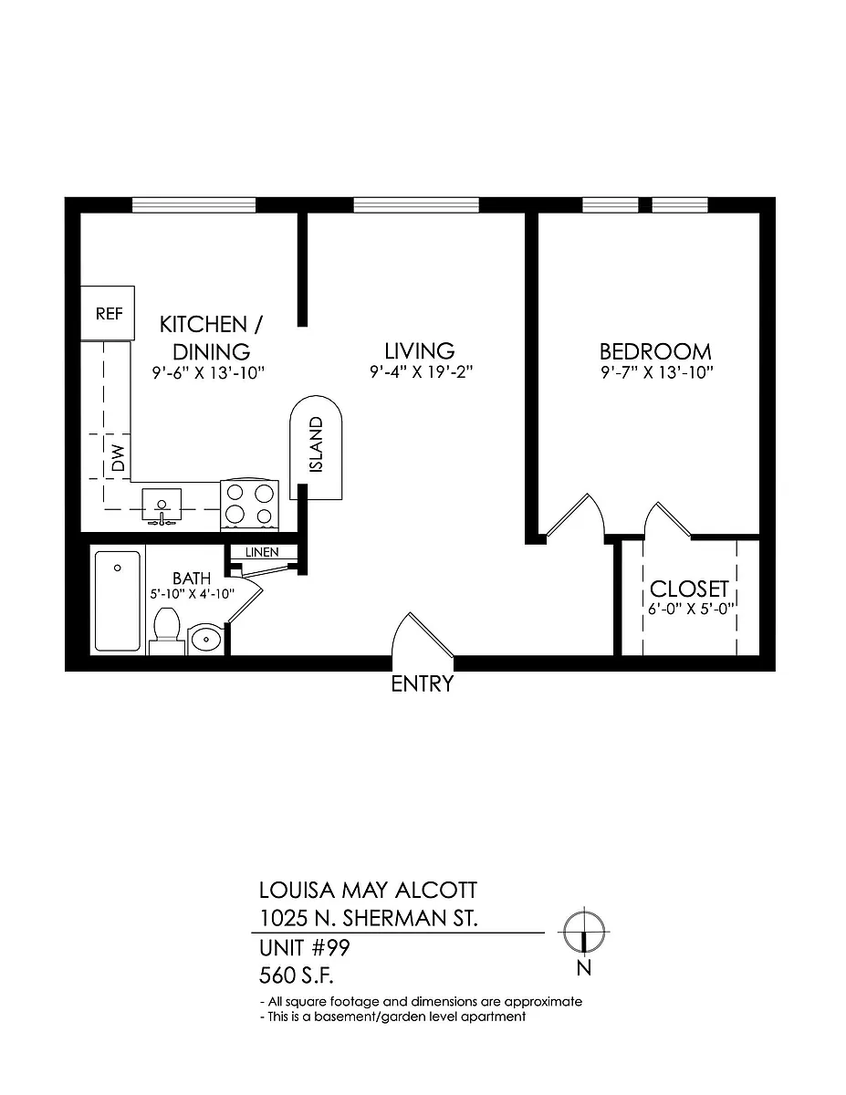 Floor plan 1 Bedroom, 1 Bath