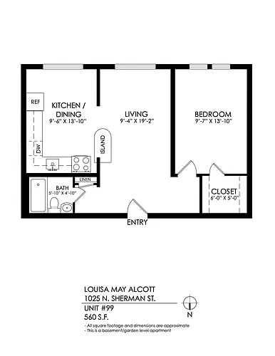 Floor plan 1 Bedroom, 1 Bath