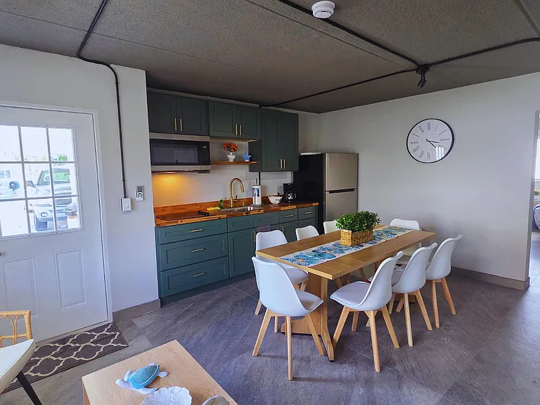 Spacious dining setup for 8-person seating