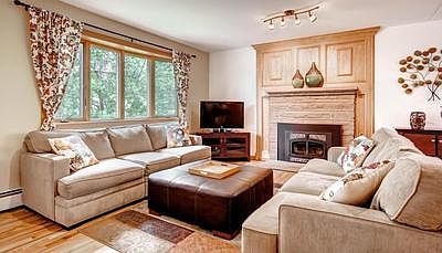 Upstairs living room with wood insert