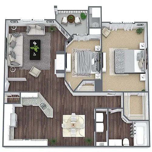Floor plan B1: 2 Bed 1 Bath
